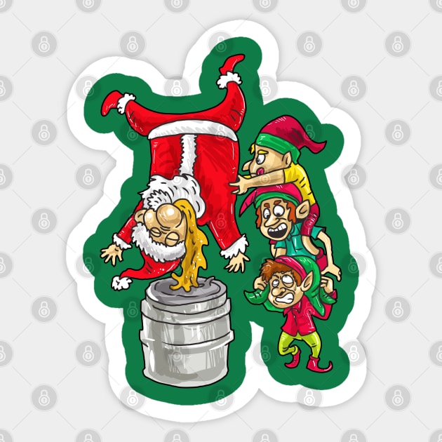 Christmas Santa Keg Stand Beer Drinking Elfs Sticker by E